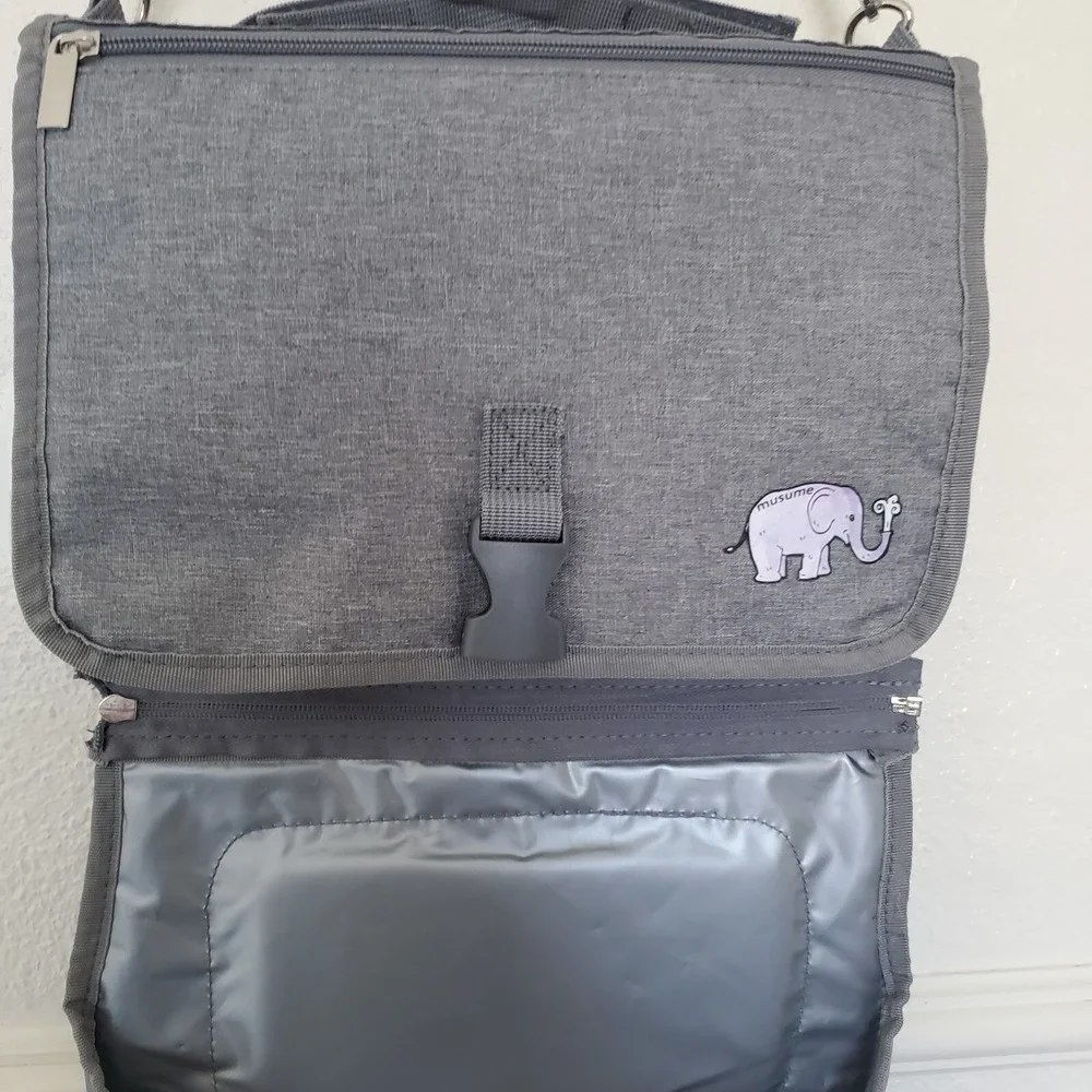 Portable Diaper Changing Pad with Built-in Head Cushion,Newborn Baby Gray